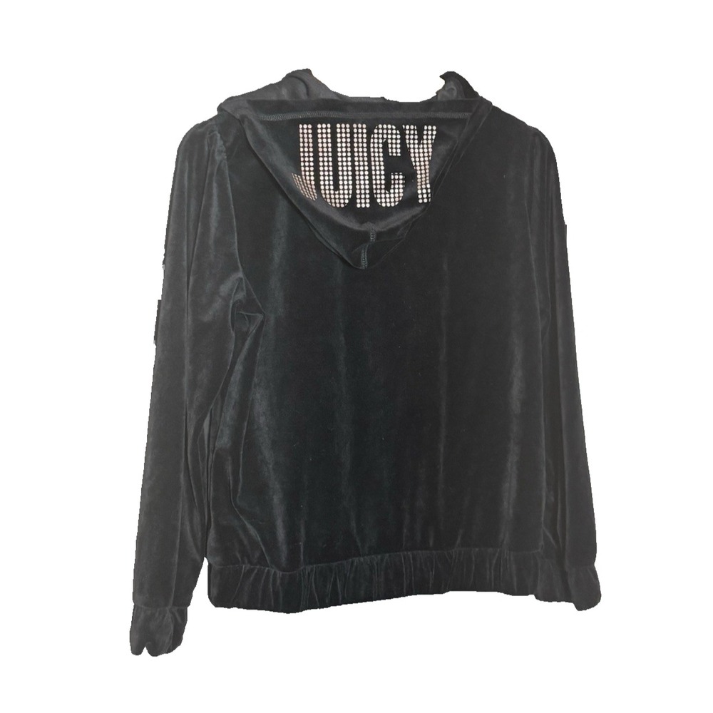 JUICY COUTURE  Full Zip Black Hoodie JC Metal Logo Mallcore Preppy y2K XL